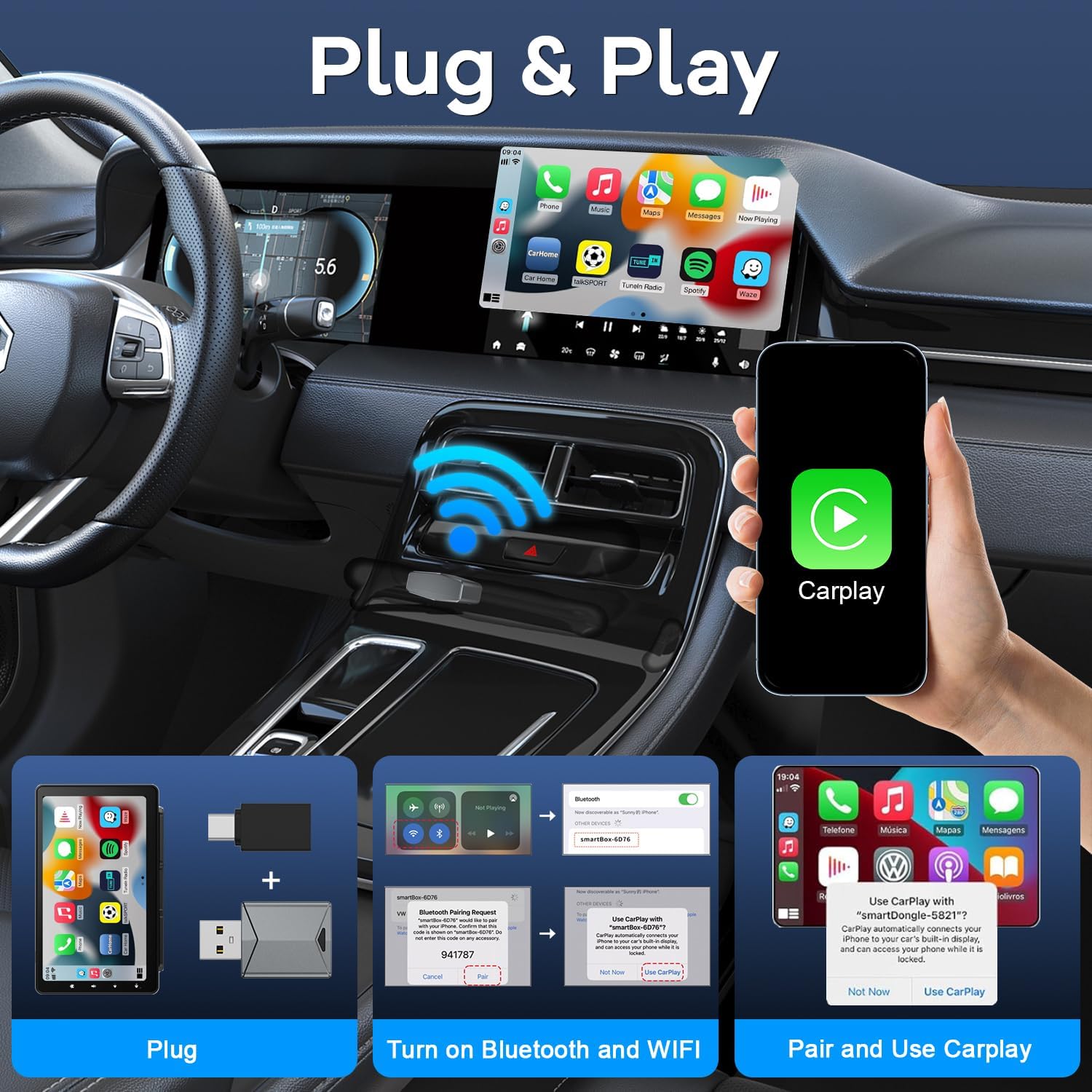 Phonery CarPlayGo ® Carplay Wireless Adapter for Car