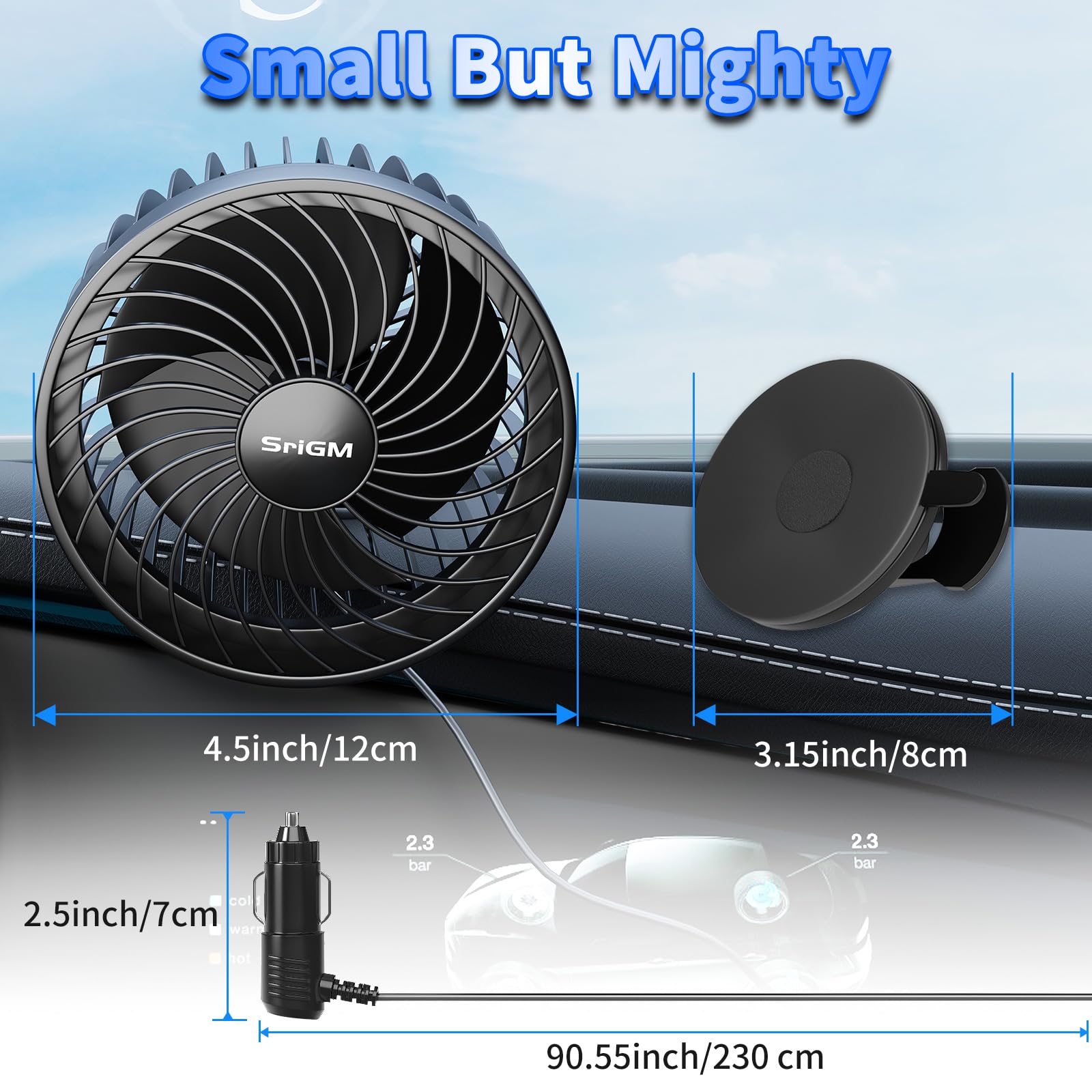 Phonery AeroFlow ® portable fan for car