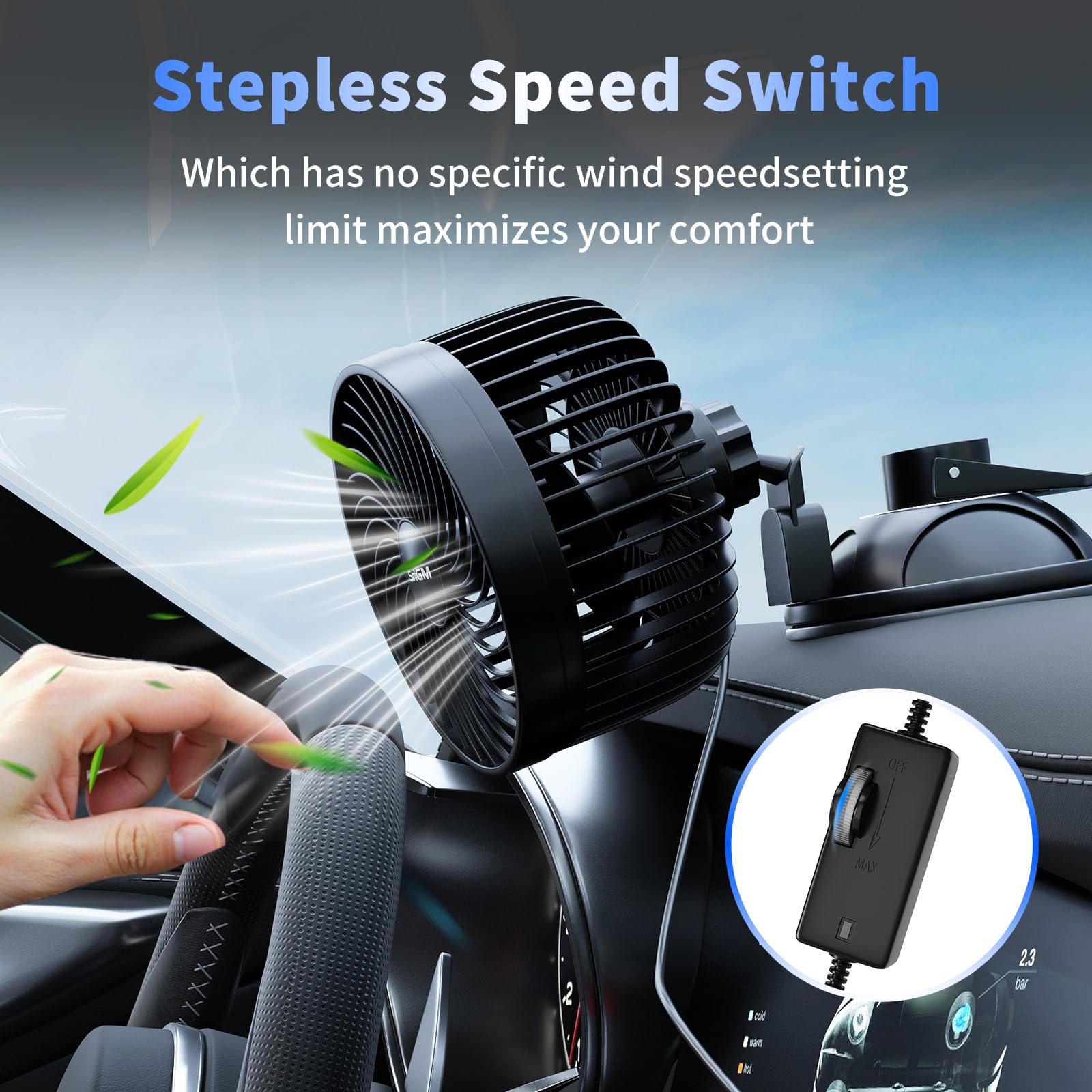 Phonery AeroFlow ® portable fan for car