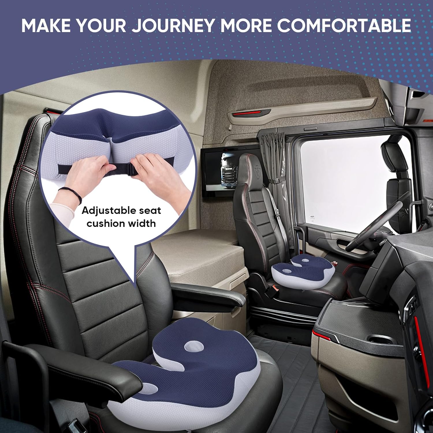 Phonery RoadEase ® Trucker Seat Cushion for Long Sitting