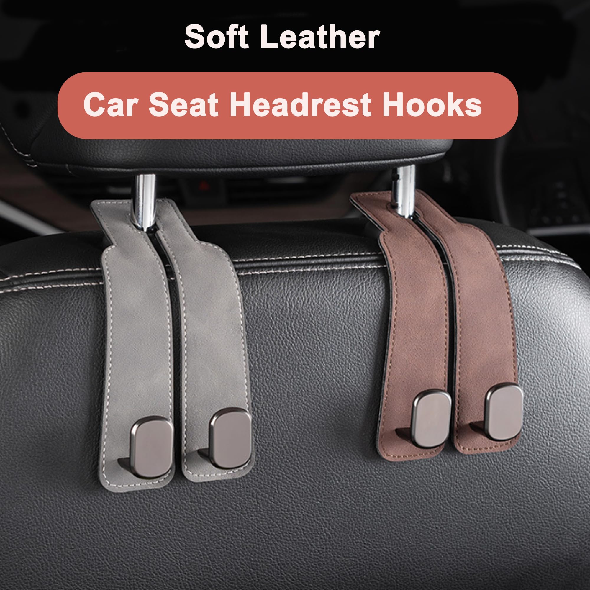 Phonery HookMate ® Headrest Hooks for Car 4 Pack
