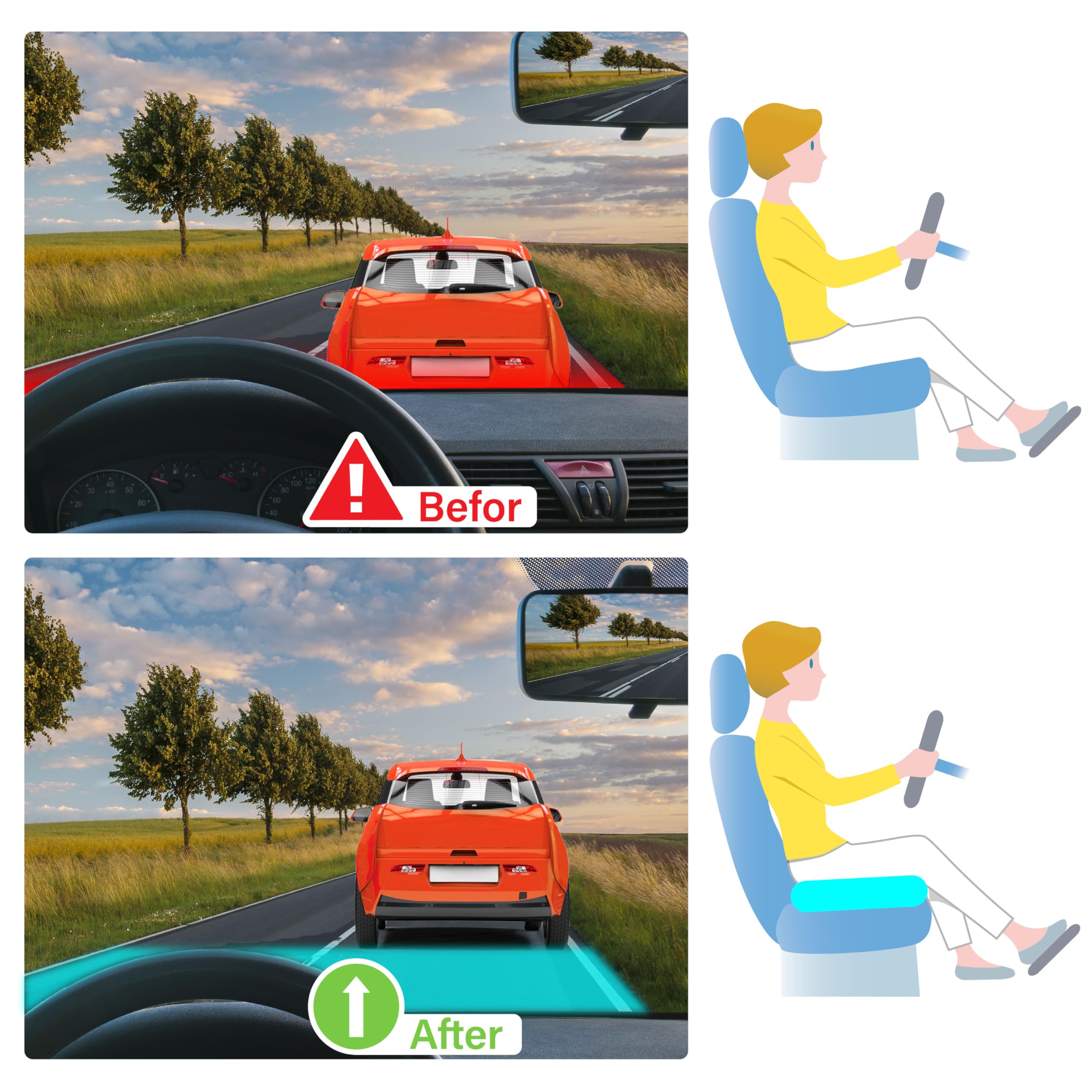 Phonery ZenSeat ® Car Seat Booster for Shorter Drivers