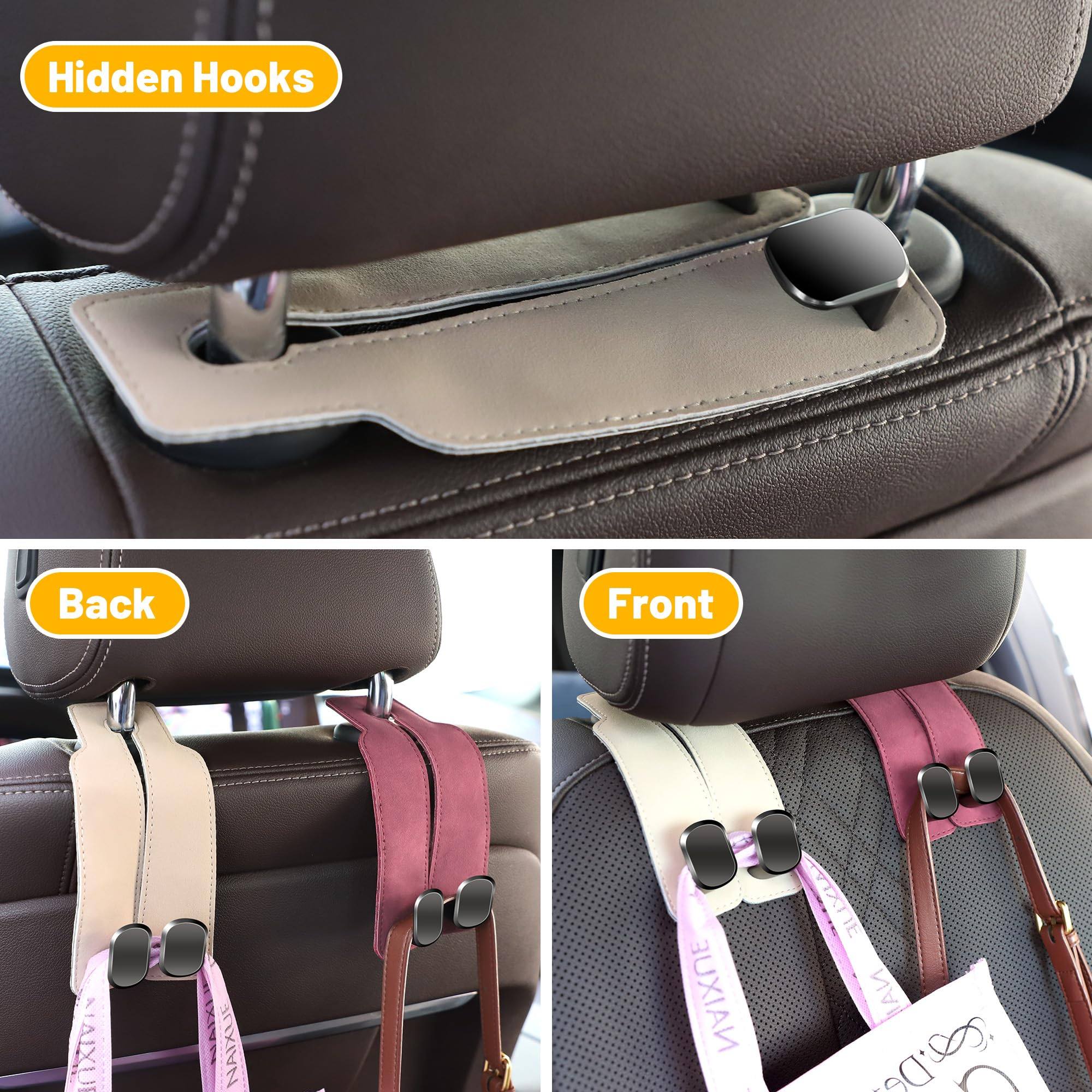 Phonery HookMate ® Headrest Hooks for Car 4 Pack