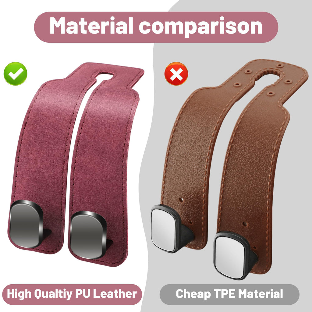 Phonery HookMate ® Headrest Hooks for Car 4 Pack