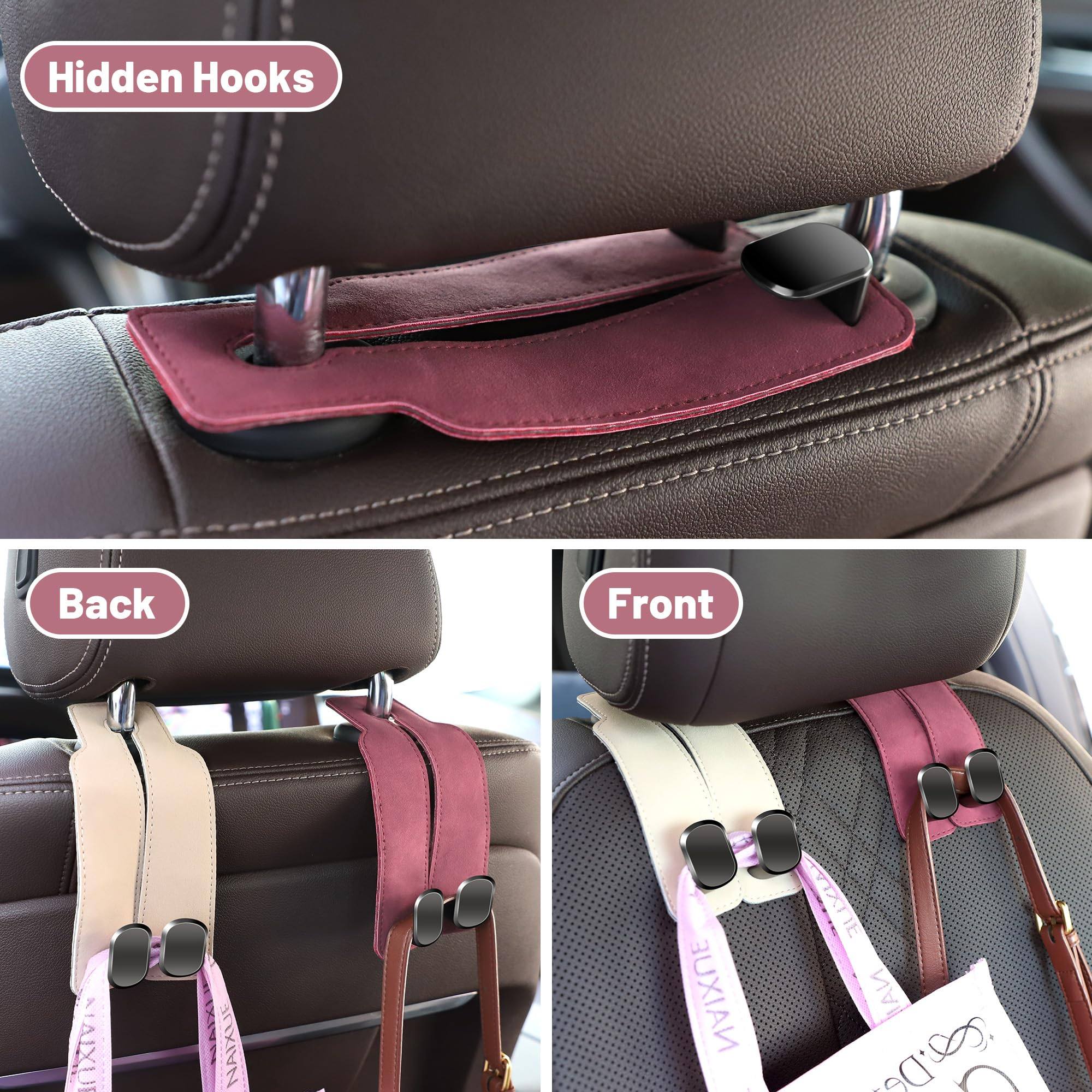Phonery HookMate ® Headrest Hooks for Car 4 Pack