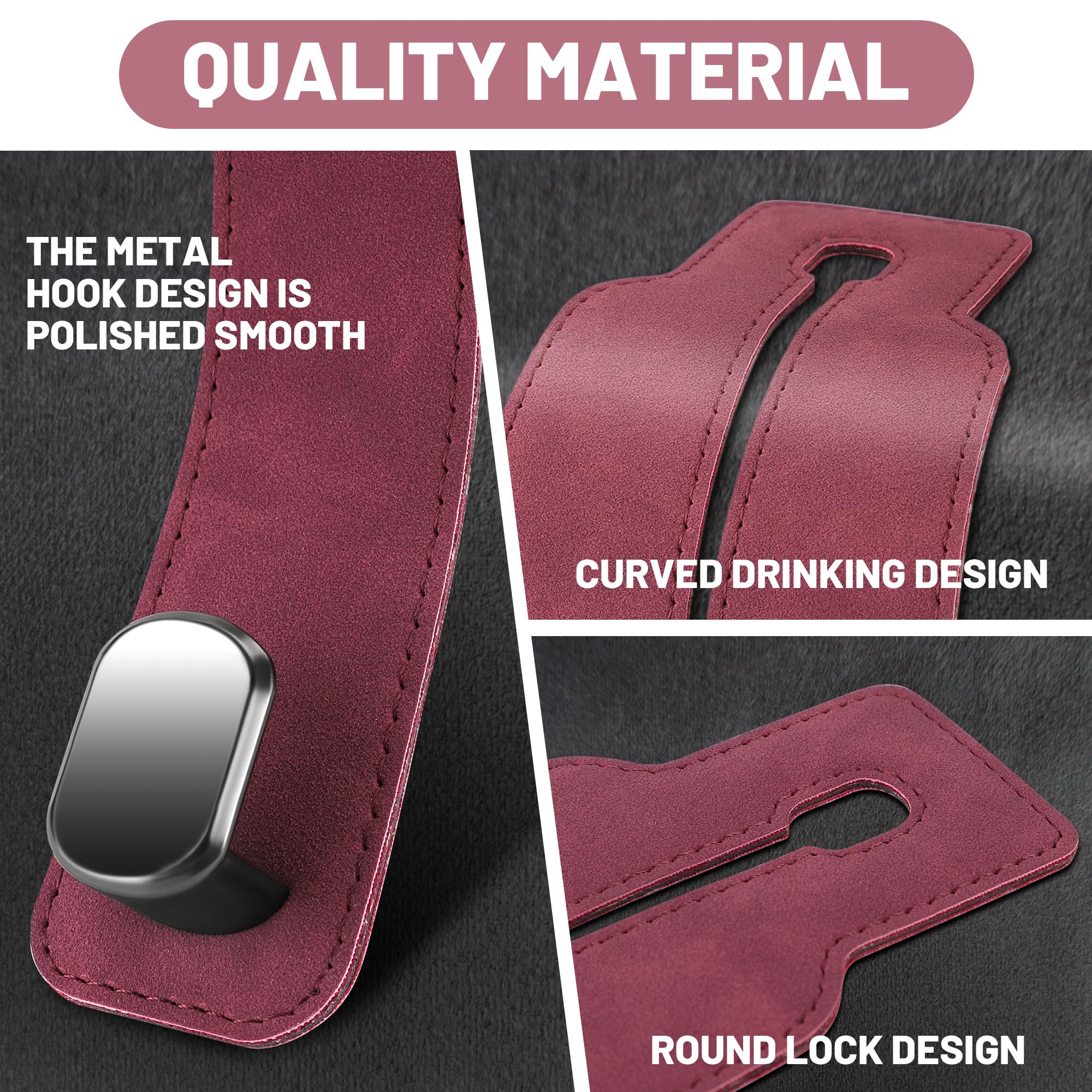 Phonery HookMate ® Headrest Hooks for Car 4 Pack