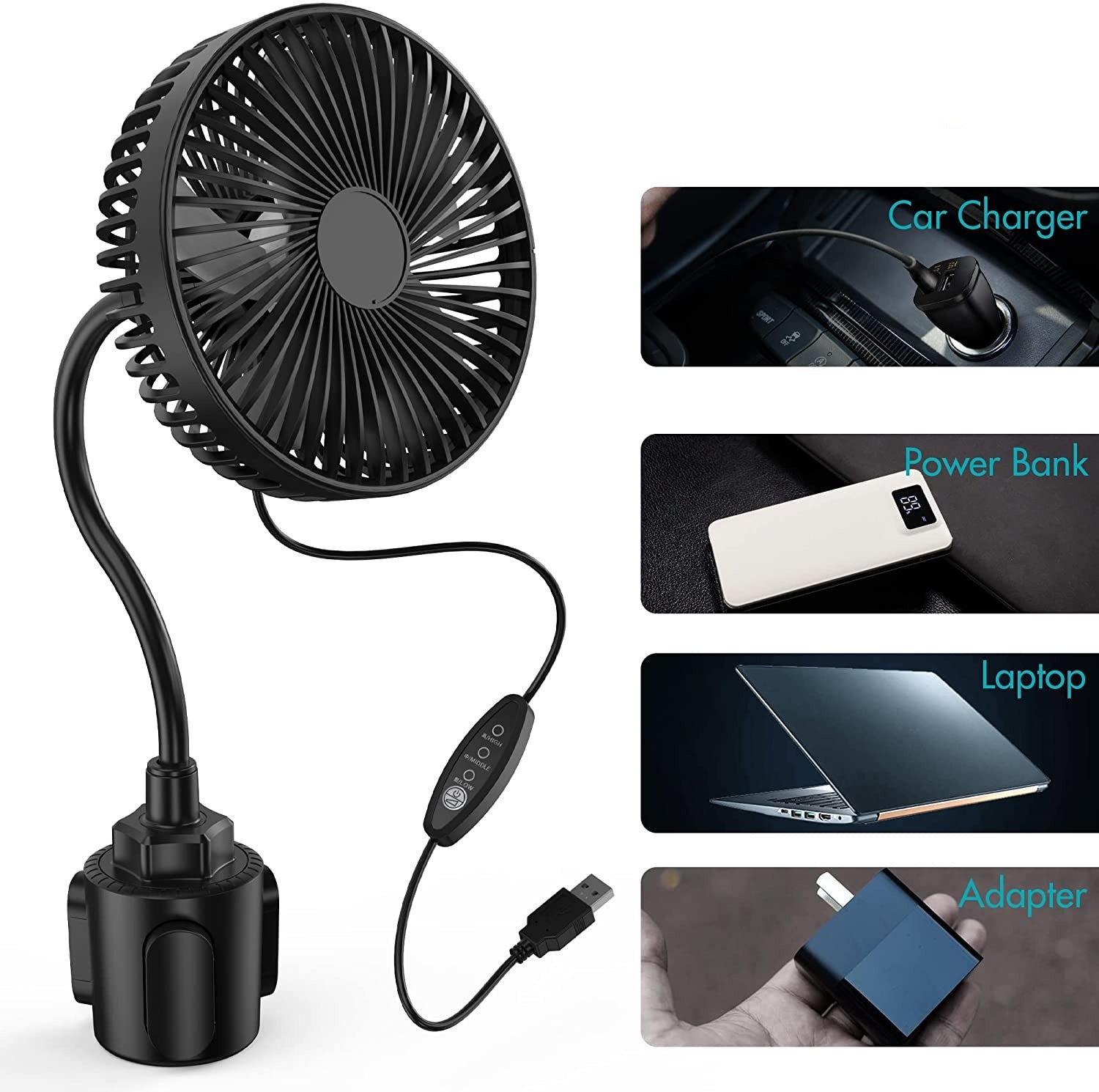 Phonery BreezeVibe ® Car Cup Holder Fan