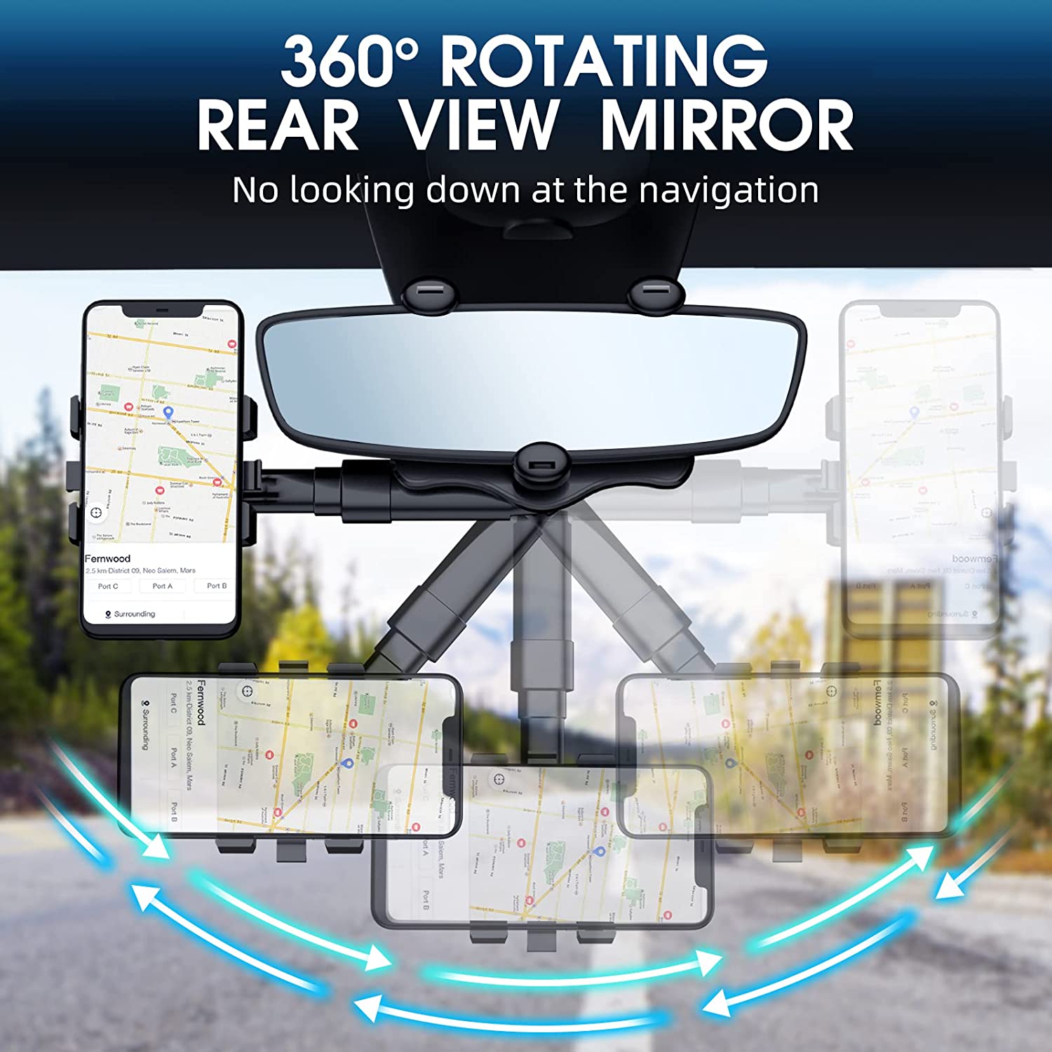 Phonery Rearview ® Car Phone Mount